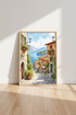 Italian Village Lake Como Art | Watercolor Coastal Print, Mediterranean Decor