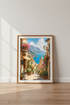 Amalfi Coast Italy Wall Art Print | Mediterranean Cafe Decor | Vibrant Coastal Poster
