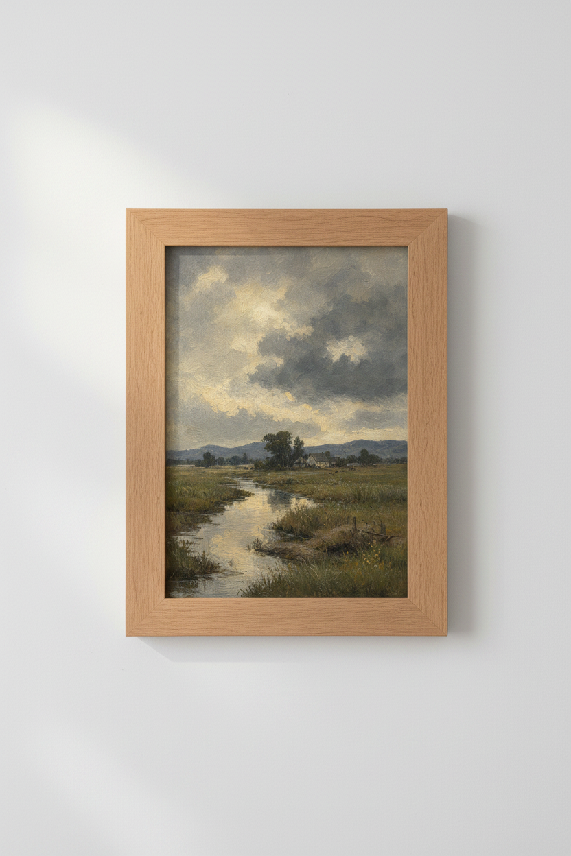 Landscape wall art print | Living room decor, warm dawn tones | Serene poster