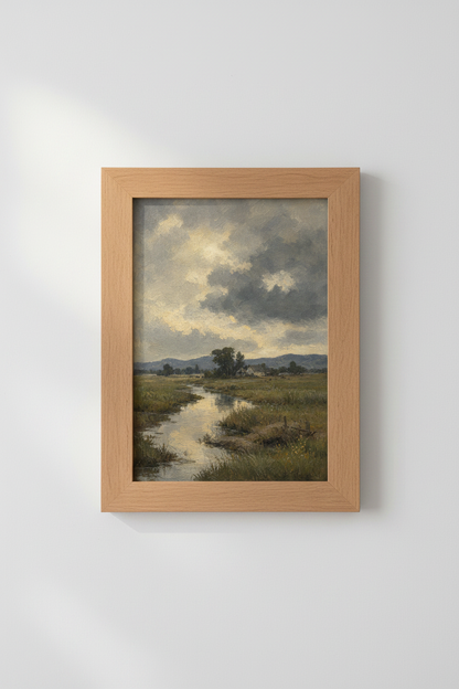 Landscape wall art print | Living room decor, warm dawn tones | Serene poster