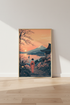 Mt Fuji Landscape Wall Art | Japanese Ukiyo-e Sunset Print, Zen Home Decor