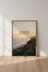 Coastal Landscape Quote Art | Gold Sunset Beach Print, Minimalist Boho Decor
