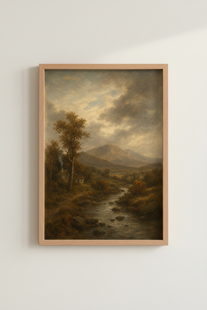 Rustic Autumn Landscape Wall Art Print | Living Room Decor | Moody Poster
