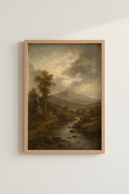 Rustic Autumn Landscape Wall Art Print | Living Room Decor | Moody Poster