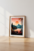 Mountain Lake Cabin Wall Art | Rustic Sunset Landscape Print | Modern Nature Poster