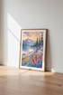 Mountain Lake Landscape | Watercolor Wildflower Sunset Print, Nature Wall Decor