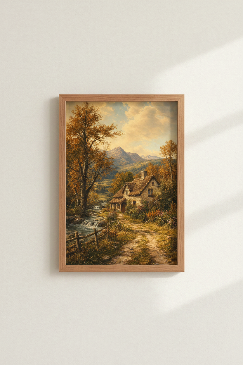 Autumn Cottage Art | Rustic Hues, Cozy Living Room Decor