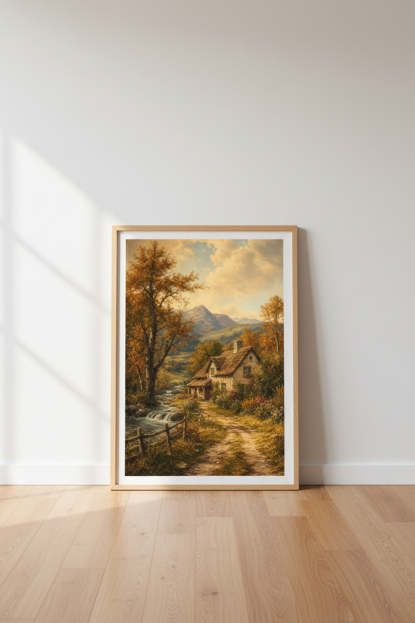 Autumn Cottage Art | Rustic Hues, Cozy Living Room Decor