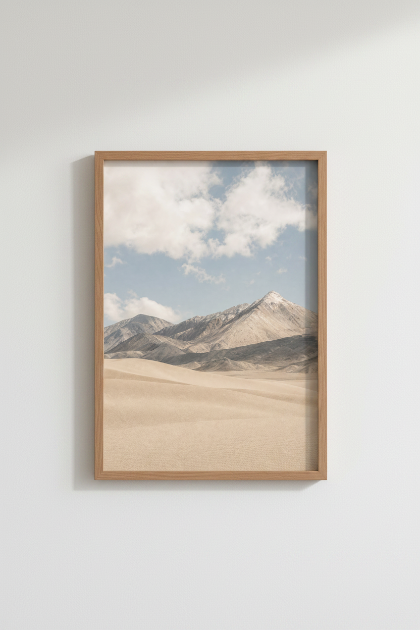 Desert Mountain Landscape Wall Art | Neutral Sand Dunes, Modern Boho Decor Poster