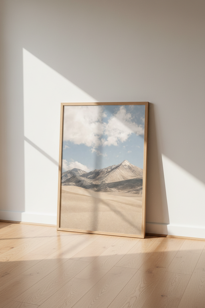 Desert Mountain Landscape Wall Art | Neutral Sand Dunes, Modern Boho Decor Poster