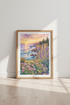 Coastal Sunset Watercolor Wall Art | Ocean Cliff Pastel Decor | Beach House Poster