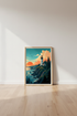 Lighthouse Sunset Wall Art | Nautical Coastal Print, Living Room Decor