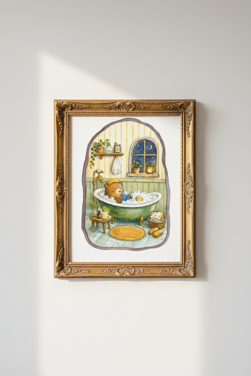 Cozy Bath Art Wall Art Print | Nursery Decor | Warm Poster