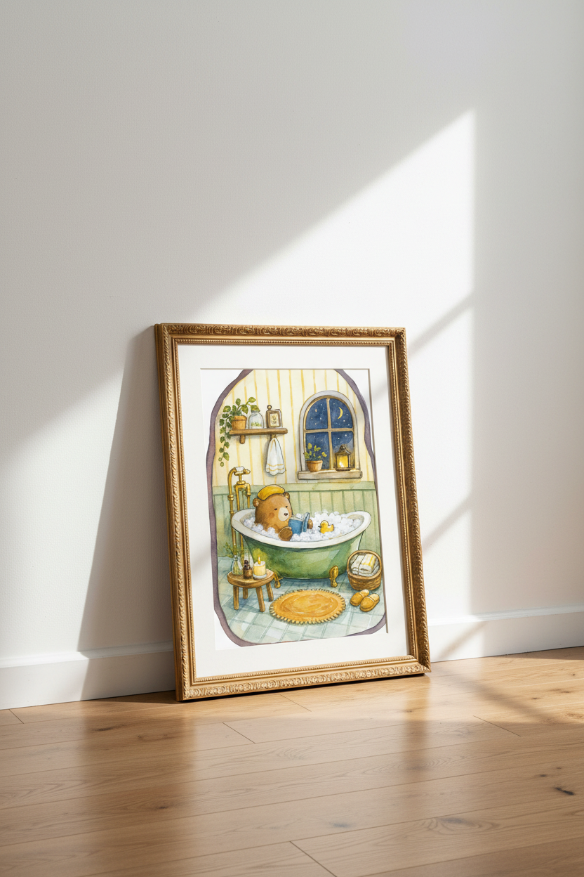 Cozy Bath Art Wall Art Print | Nursery Decor | Warm Poster