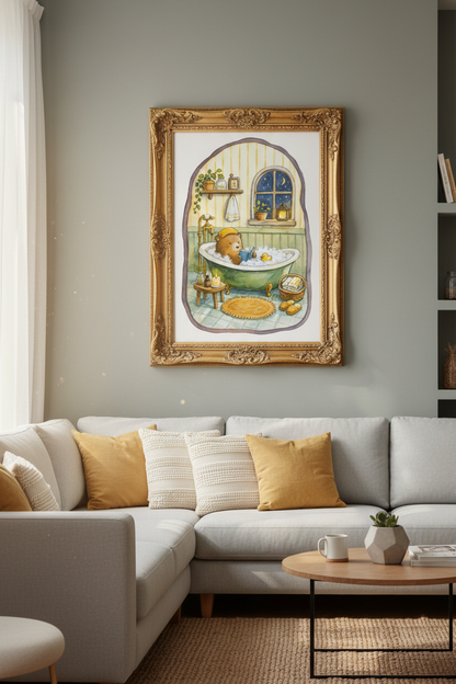 Cozy Bath Art Wall Art Print | Nursery Decor | Warm Poster