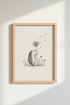 Hedgehog & Dandelion Art | Whimsical Ink Sketch Poster, Nursery & Kids Decor