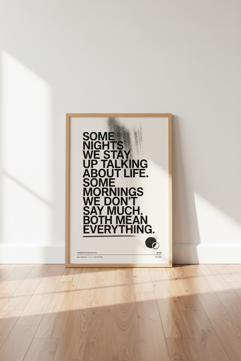 Life Quote Typography Wall Art | Minimalist Black &amp; Cream Poster, Modern Bedroom Decor