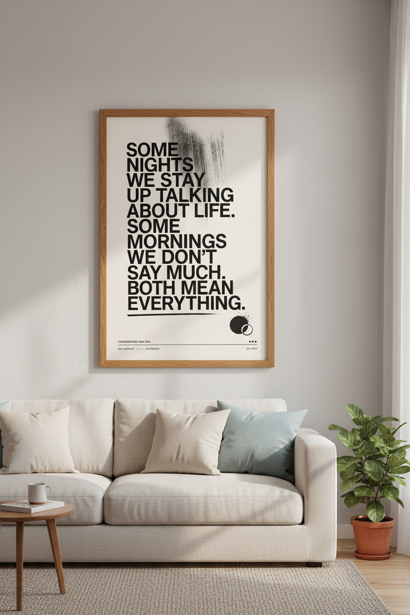 Life Quote Typography Wall Art | Minimalist Black &amp; Cream Poster, Modern Bedroom Decor
