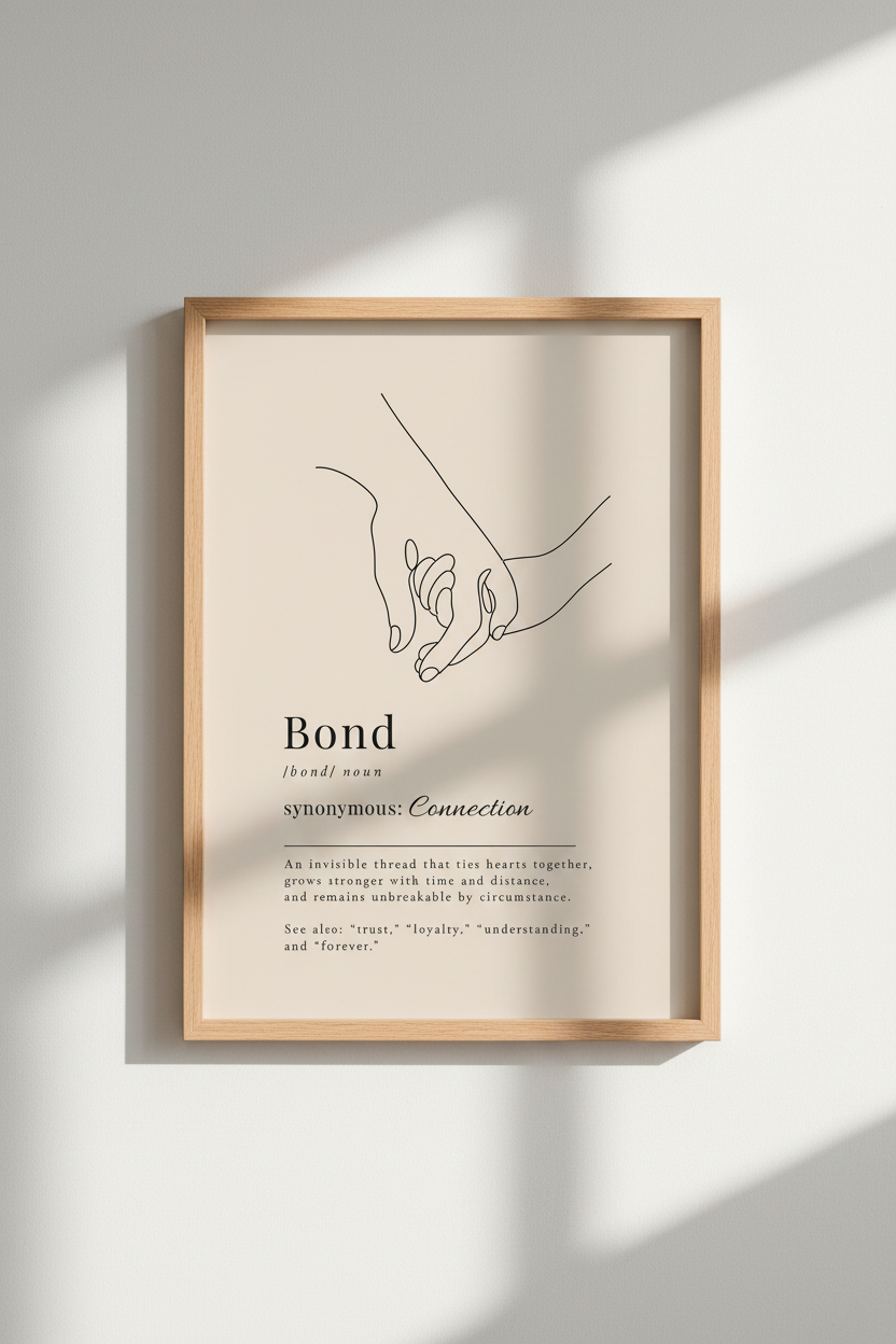 Minimalist Line Art Print | Bond Definition Poster, Couple Bedroom Decor