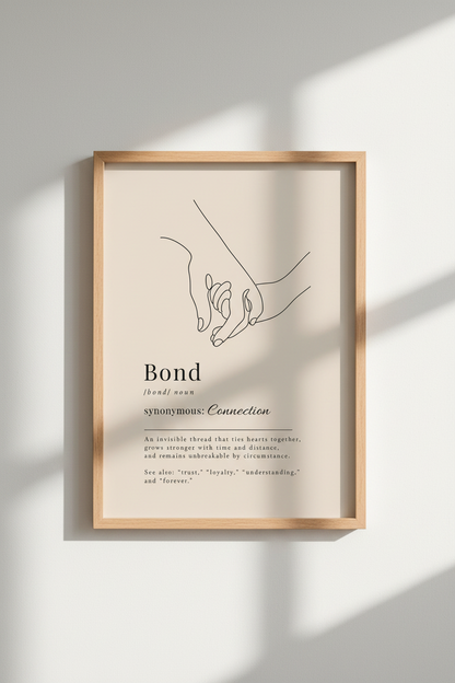 Minimalist Line Art Print | Bond Definition Poster, Couple Bedroom Decor