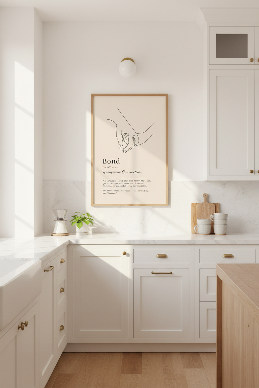 Minimalist Line Art Print | Bond Definition Poster, Couple Bedroom Decor