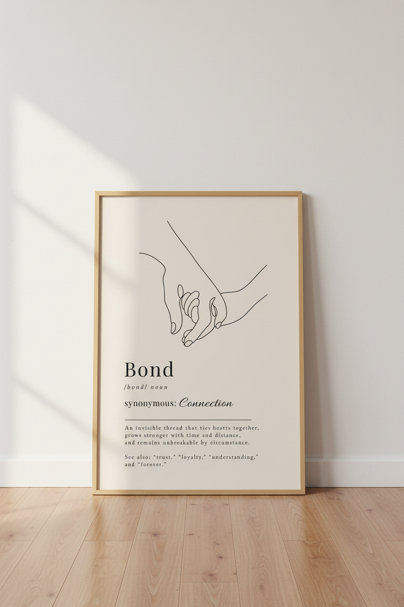 Minimalist Line Art Print | Bond Definition Poster, Couple Bedroom Decor