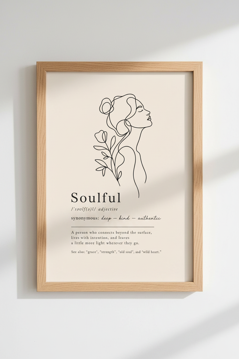 Woman Line Art Print | Minimalist Soulful Definition, Beige Aesthetic Poster
