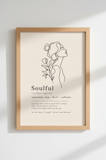 Woman Line Art Print | Minimalist Soulful Definition, Beige Aesthetic Poster