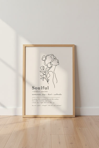 Woman Line Art Print | Minimalist Soulful Definition, Beige Aesthetic Poster