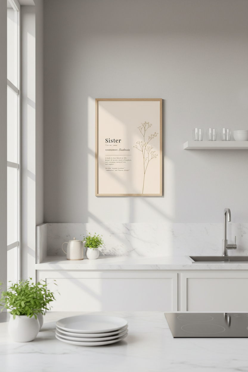 Sister Definition Wall Art | Neutral Botanical Decor | Minimalist Poster Print