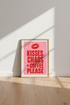 Kisses Chaos Coffee Print | Bold Pink Red Typography Poster, Modern Dorm Decor
