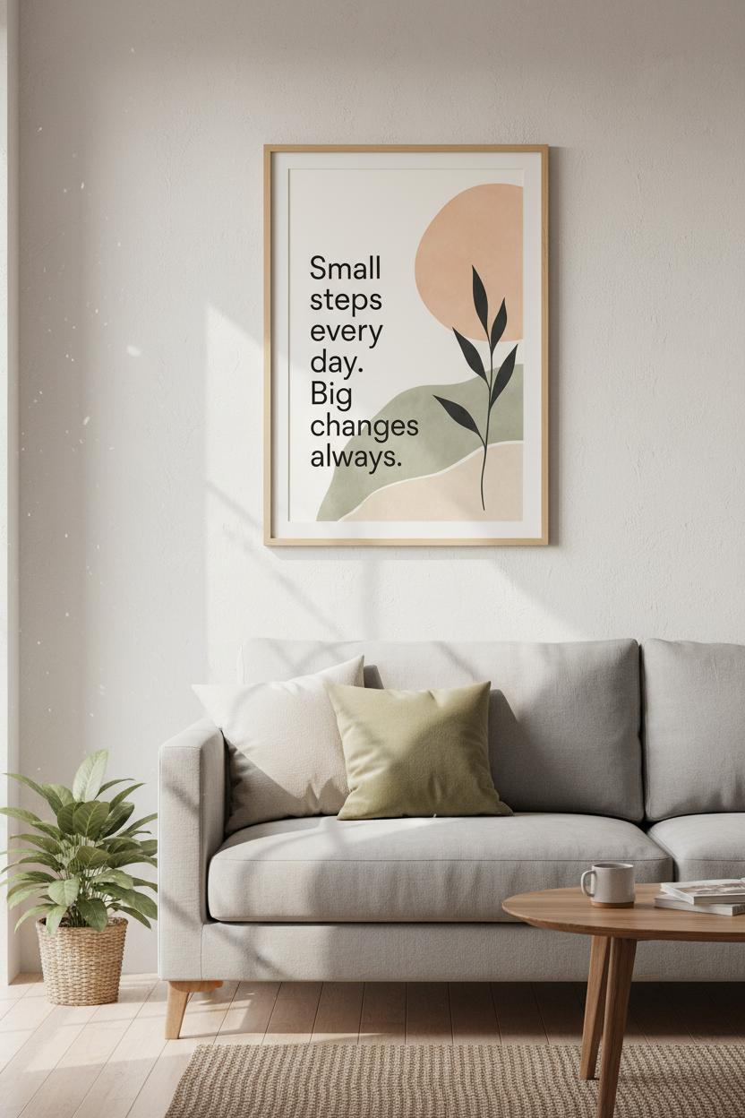 Motivational Quote Wall Art | Sage Green Abstract Botanical Print, Office Decor