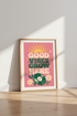 Good Vibes Grow Here Art | Retro Pink & Green Poster, Music Room Decor