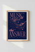 Music Is The Answer Vinyl Wall Art | Retro Cosmic Poster, Bedroom Studio Decor