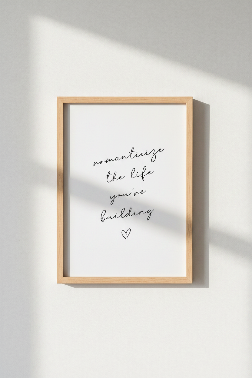 Romanticize Your Life Quote Wall Art | Minimalist Script Poster, Office Decor