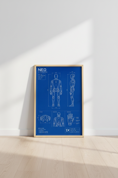 NEO Humanoid Robot Blueprint | Tech Schematic Print, Home Office Decor