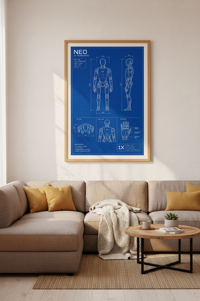 NEO Humanoid Robot Blueprint | Tech Schematic Print, Home Office Decor
