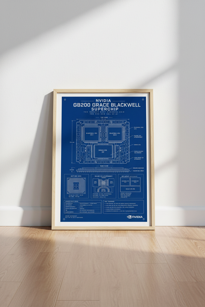 NVIDIA GB200 Grace Blackwell Blueprint | Tech Wall Art, Office Decor Poster