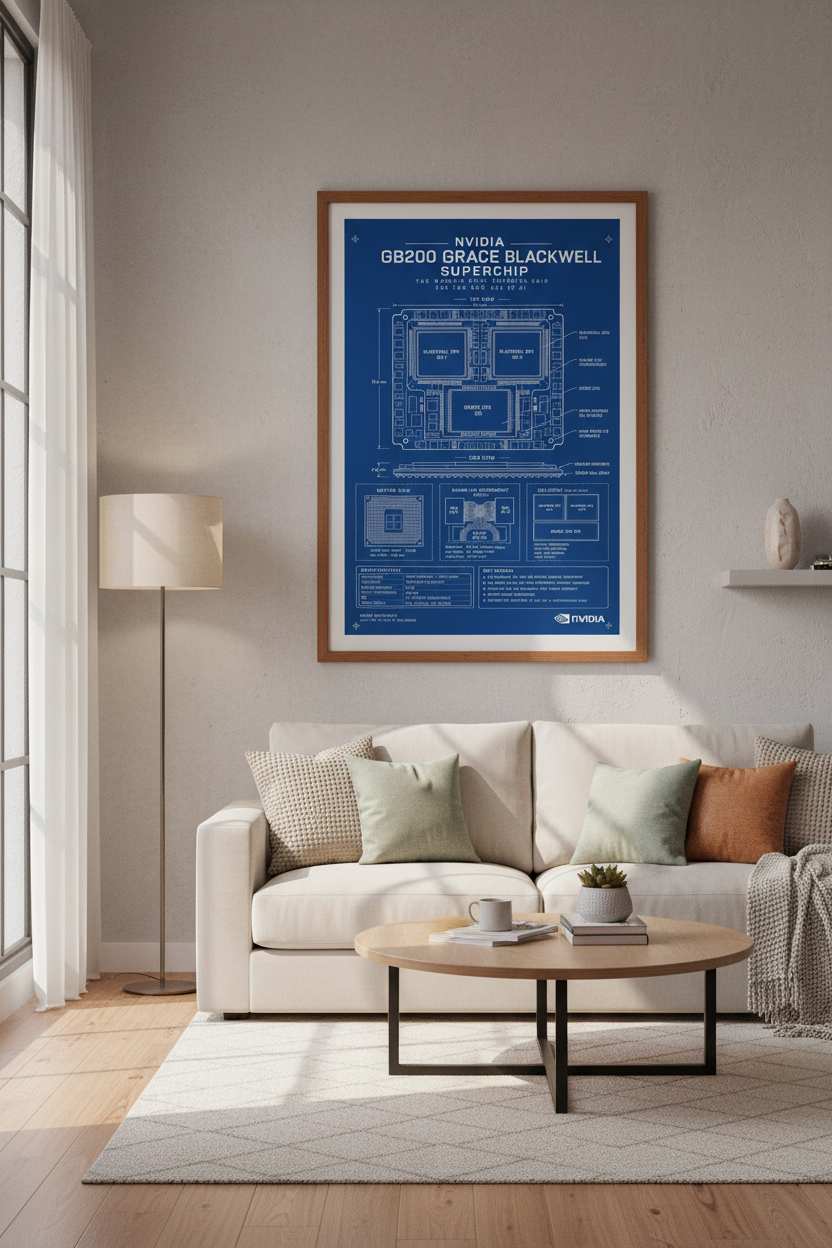 NVIDIA GB200 Grace Blackwell Blueprint | Tech Wall Art, Office Decor Poster