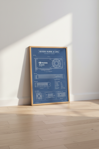 Nvidia Rubin AI GPU Blueprint Wall Art | Tech Decor | Computer Architecture Poster