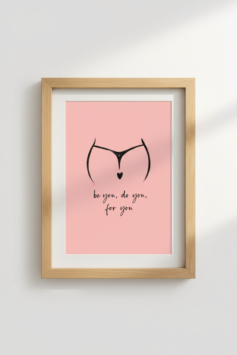 Feminine Line Art Print | Minimalist Pink Body Positive Poster | Bedroom Wall Decor