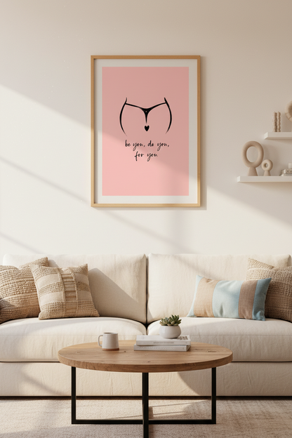Feminine Line Art Print | Minimalist Pink Body Positive Poster | Bedroom Wall Decor