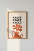 Retro Nakey Nakey Naked Wall Art | Funny Bathroom Print | Boho Terracotta Decor