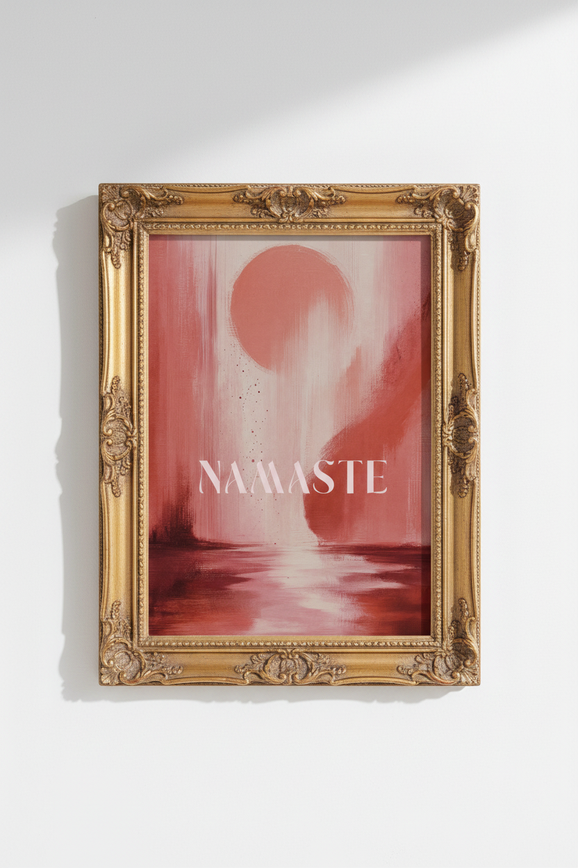 Namaste wall art print | Abstract pink palette, Living room decor | Soft poster