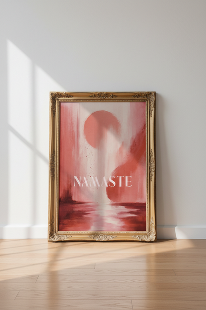 Namaste wall art print | Abstract pink palette, Living room decor | Soft poster