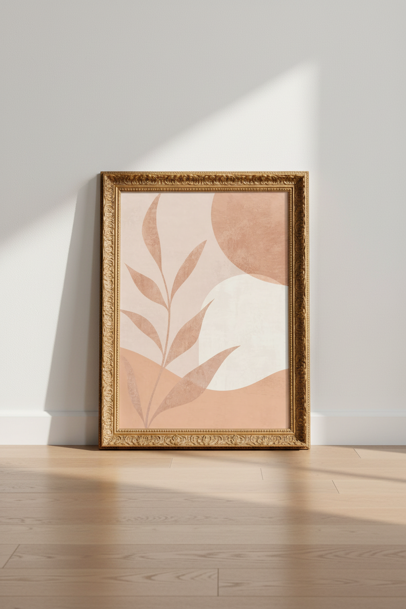 Peach botanical art | Abstract blush tones, Living Room Decor