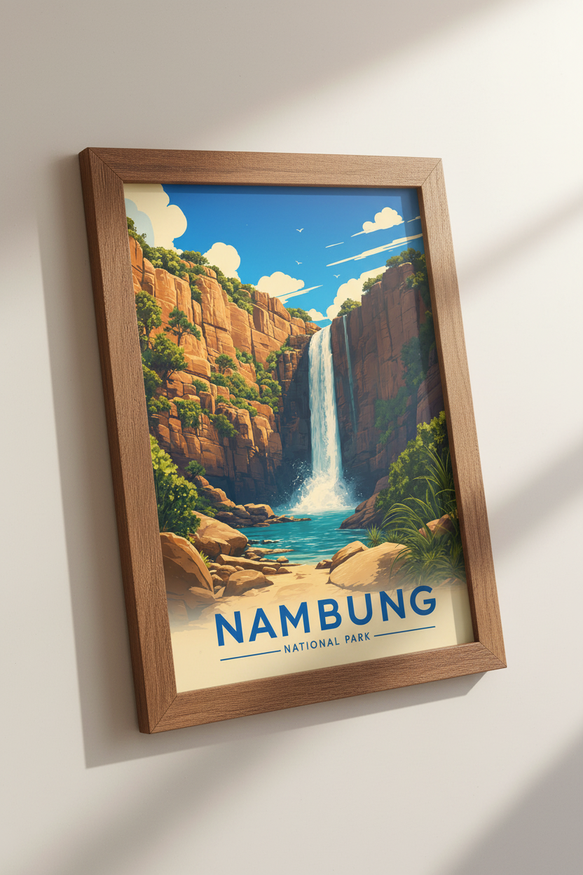 Nambung National Park Waterfall Poster | Vintage Travel Print, Nature Wall Art