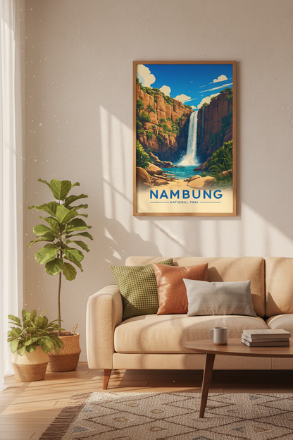 Nambung National Park Waterfall Poster | Vintage Travel Print, Nature Wall Art