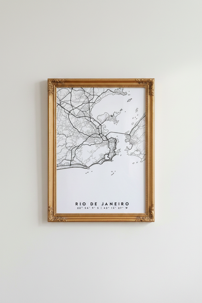 Rio map poster | Minimalist Black &amp; White, Living Room Decor