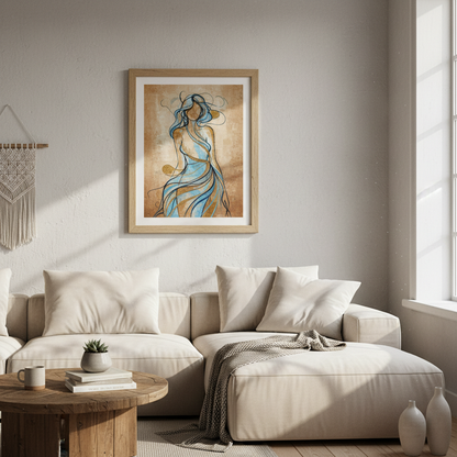 Abstract Sun Landscape Wall Art | Minimalist Boho Decor, Modern Geometric Poster